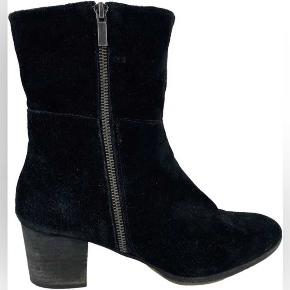 Vintage Adam Tucker Size 8.5 Isadora Black Suede Leather Double Zipper